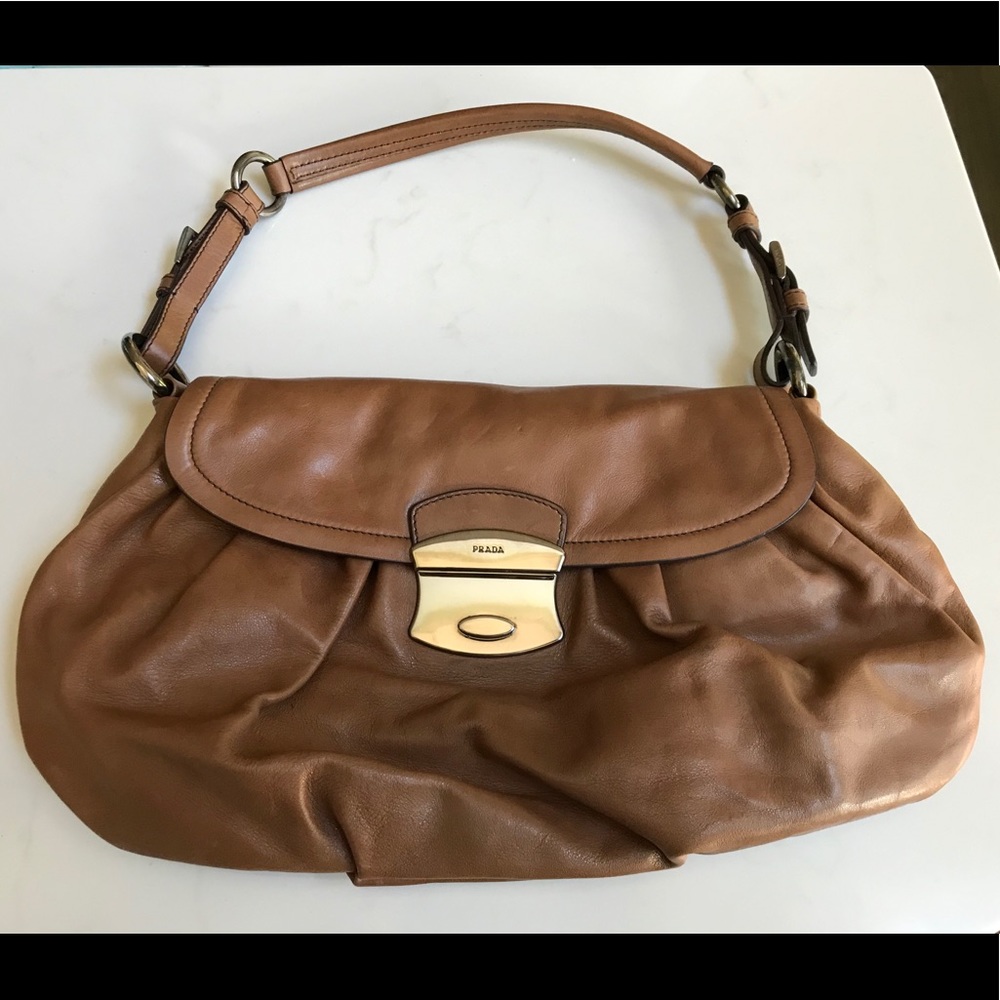 Vintage Prada Brown Nappa Leather Shoulder Bag